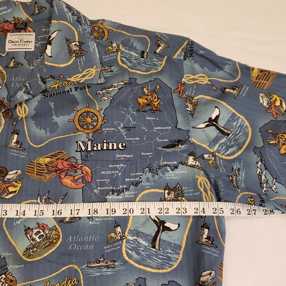 David Carey Originals Button Up Graphic Print State Shirt Maine Men's XL - Picture 8 of 12